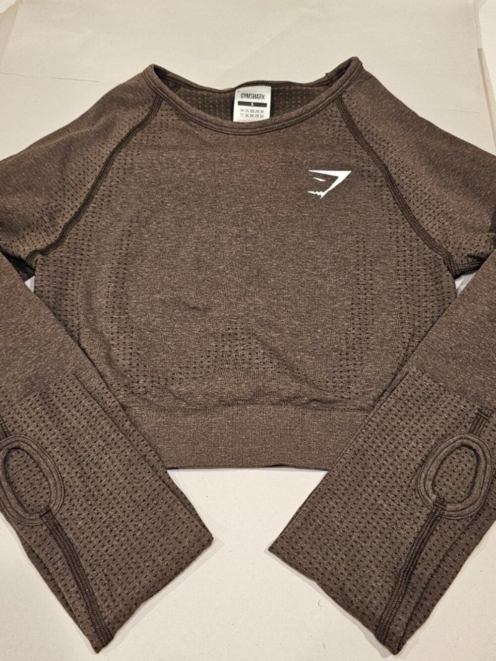 Gymshark Vital Seamless 2.0 Crop Top Women's S Brown Long Sleeve Workout